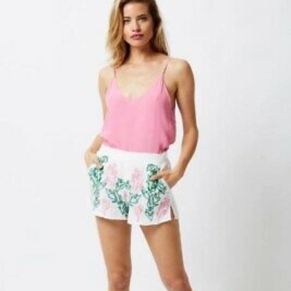 NWT “Coral Reef" Embroidered Lined Ivory Shorts by Chloe Oliver - Picture 2 of 5